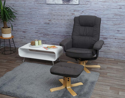 Cosmo Casa - Relaxfauteuil - TV-Stoel met Voetenbank - Stof - Donkergrijs
