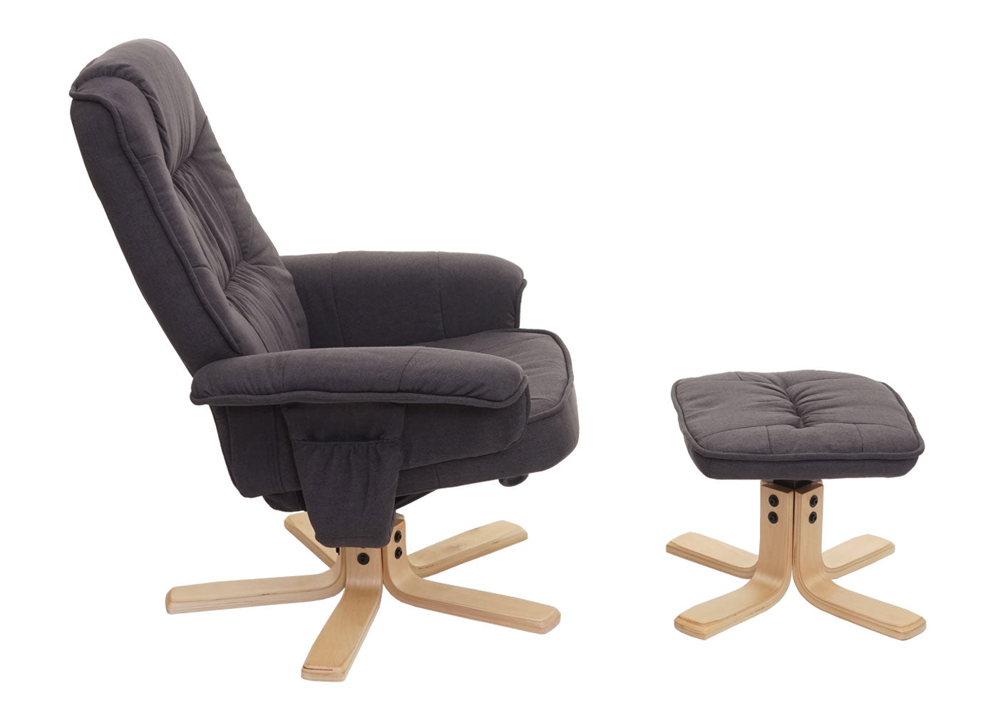 Cosmo Casa - Relaxfauteuil - TV-Stoel met Voetenbank - Stof - Donkergrijs