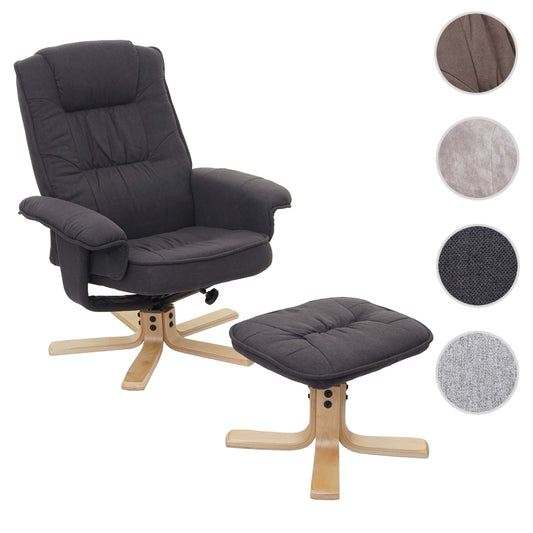 Cosmo Casa - Relaxfauteuil - TV-Stoel met Voetenbank - Stof - Donkergrijs
