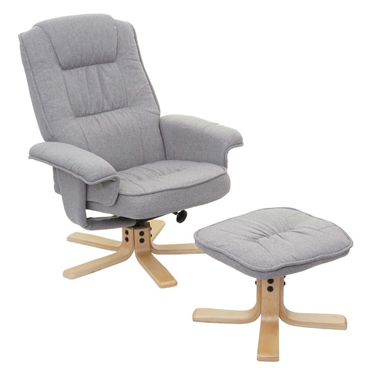 Cosmo Casa - Relaxfauteuil - TV-Stoel met Voetenbank - Stof - Lichtgrijs