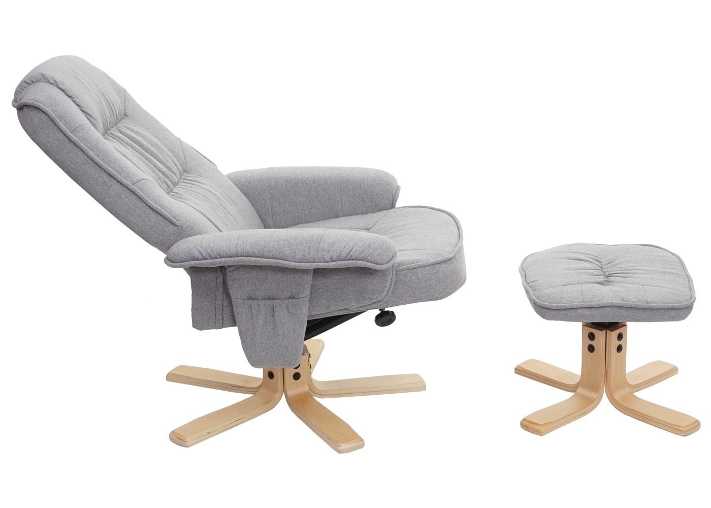 Cosmo Casa - Relaxfauteuil - TV-Stoel met Voetenbank - Stof - Lichtgrijs