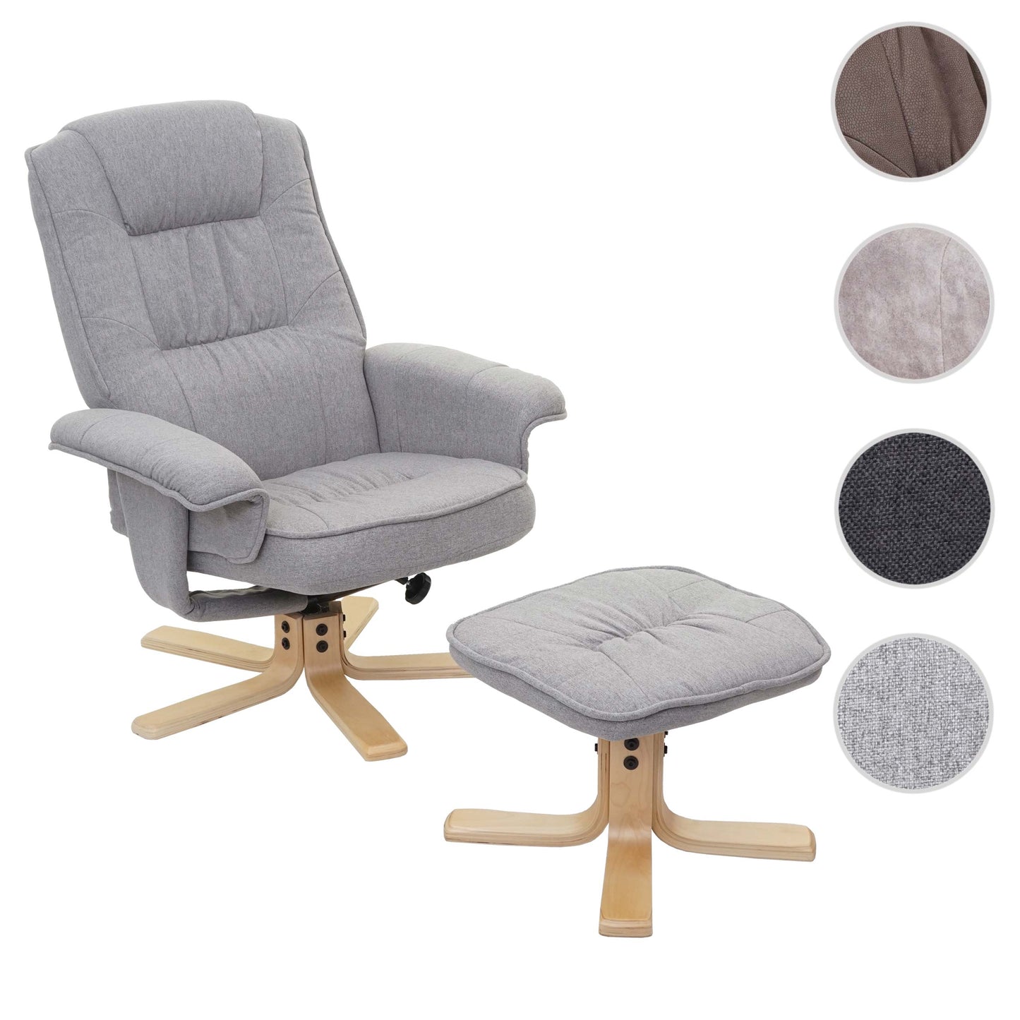 Cosmo Casa - Relaxfauteuil - TV-Stoel met Voetenbank - Stof - Lichtgrijs