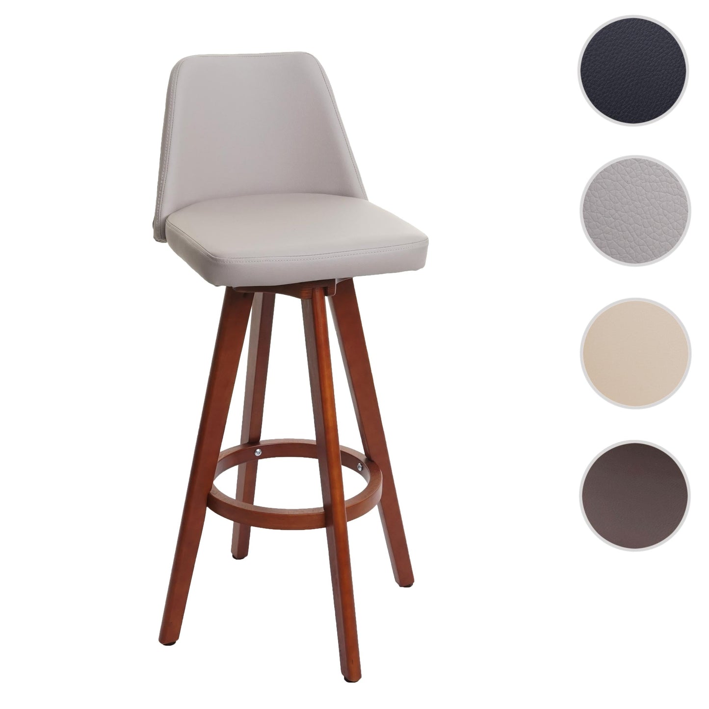 Cosmo Casa - Barkruk draaibaar - Tegenkruk barstoel - Hout kunstleer - Taupe