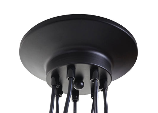 Cosmo Casa - Hanglamp - 7 lampenkappen - Metaal - Zwart - Kooikap