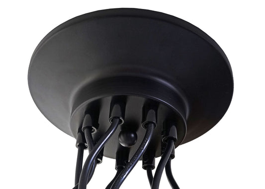 Cosmo Casa - Hanglamp - 9 lampenkappen - Metaal - Zwart - Kooikap