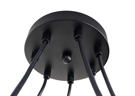 Cosmo Casa - Hanglamp - 9 lampenkappen - Metaal - Zwart - Meshkap