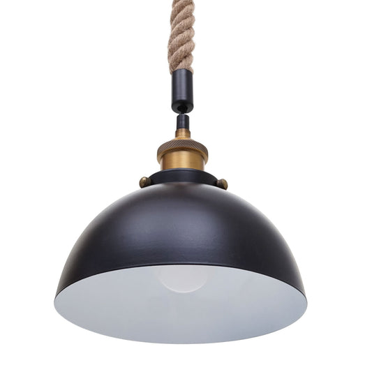Cosmo Casa - Hanglamp - Vintage - Bamboe & Metaal - Zwart - 3 koepellampenkappen
