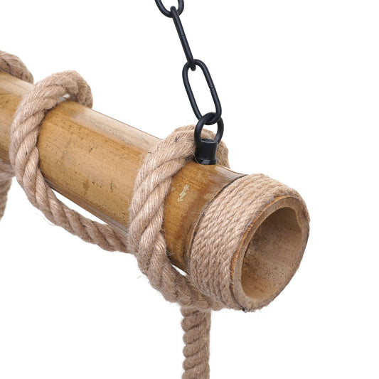 Cosmo Casa - Hanglamp - 3 lampenkappen - Bamboe en metaal - Zwart - Traliewerk