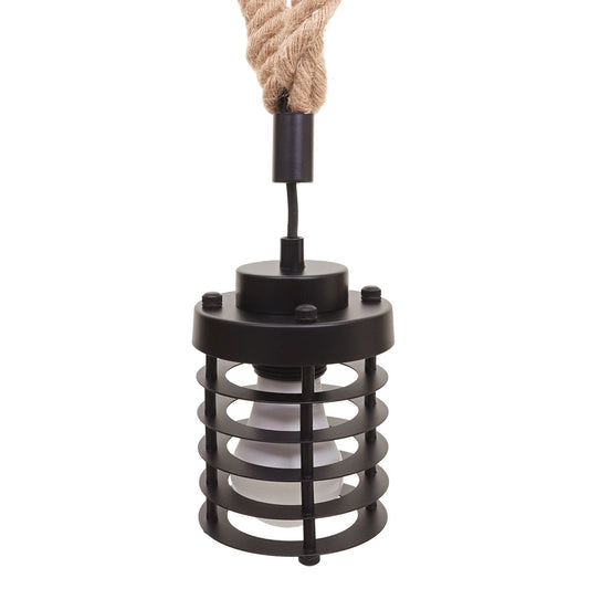 Cosmo Casa - Hanglamp - 3 lampenkappen - Bamboe en metaal - Zwart - Kooikap