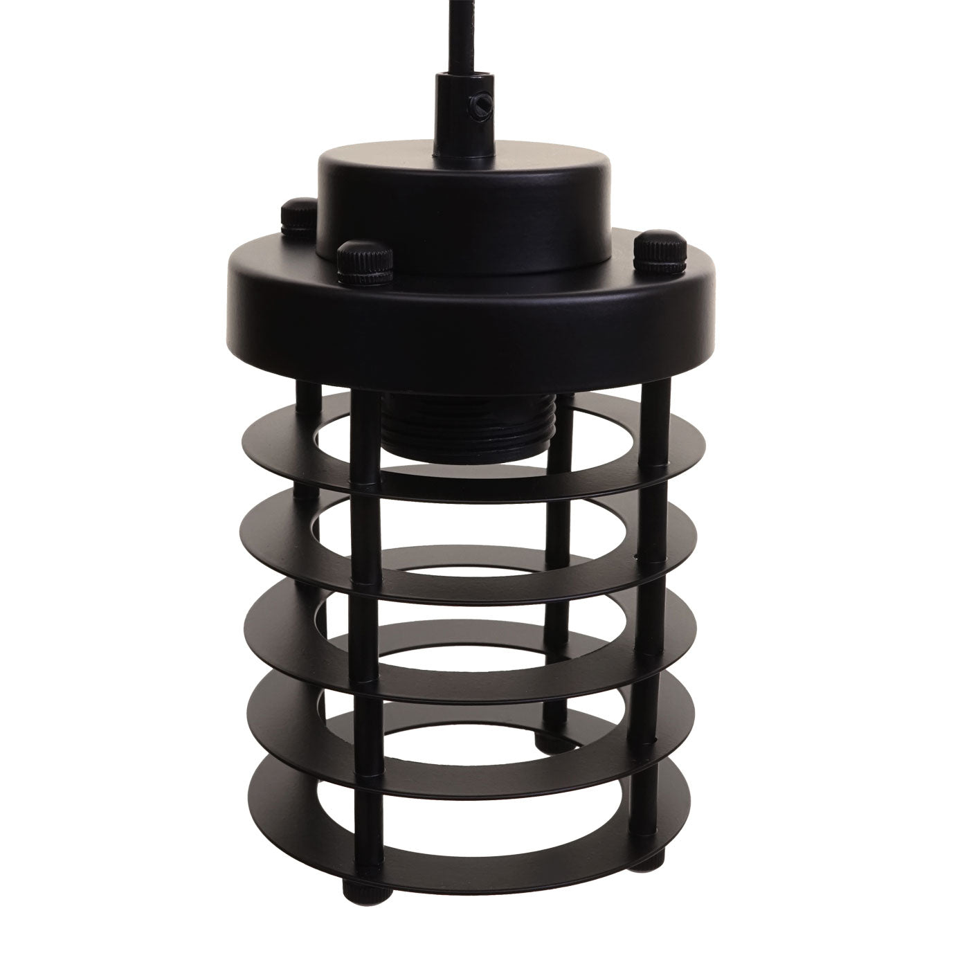 Cosmo Casa - Hanglamp - 3 lampenkappen - Bamboe en metaal - Zwart - Kooikap