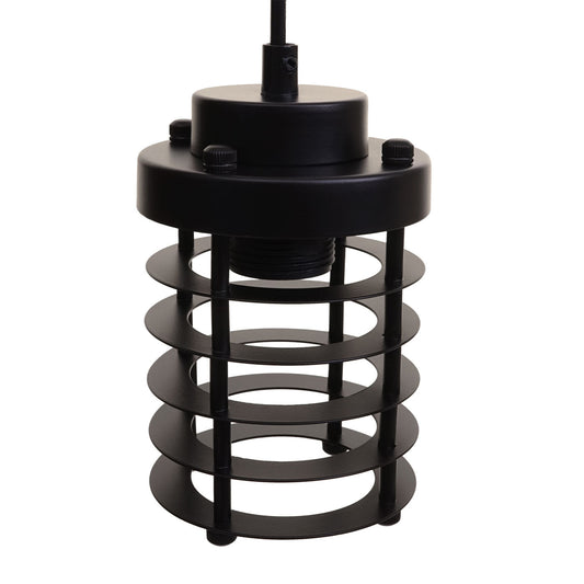 Cosmo Casa - Hanglamp - 3 lampenkappen - Bamboe en metaal - Zwart - Kooikap