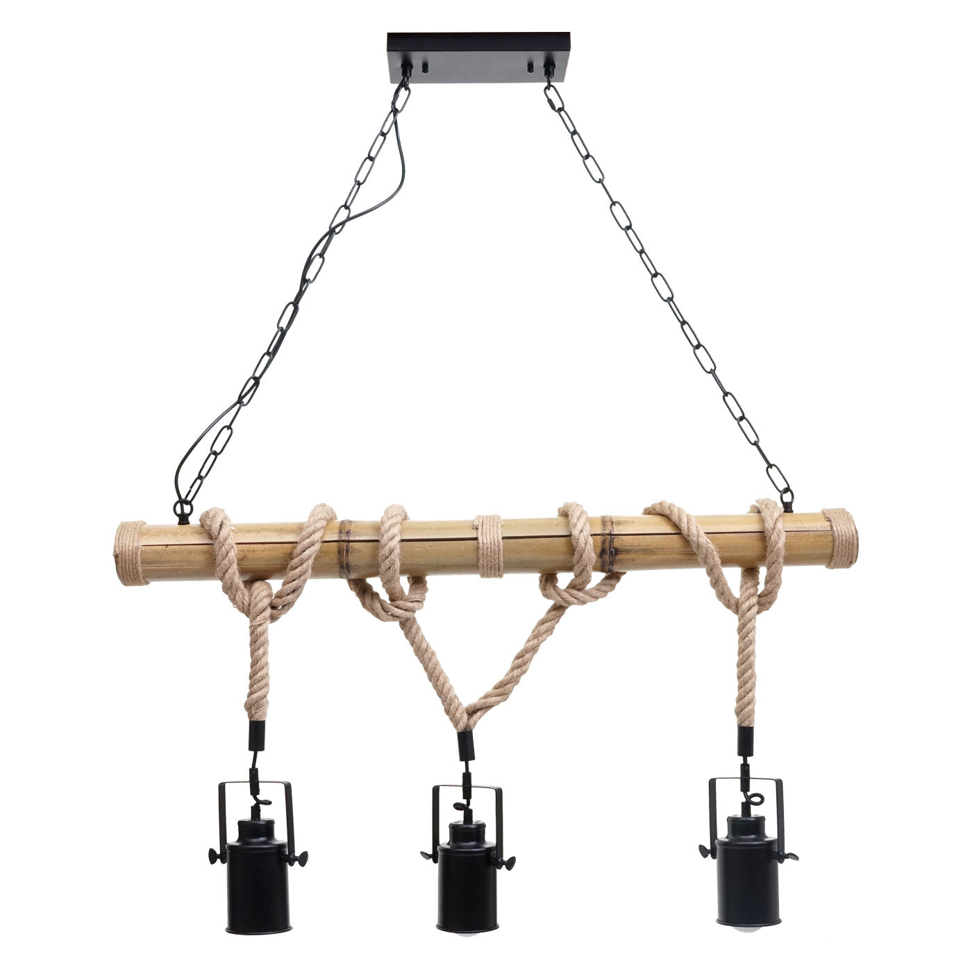 Cosmo Casa - Hanglamp - 3 spots - Bamboe en metaal - Zwart