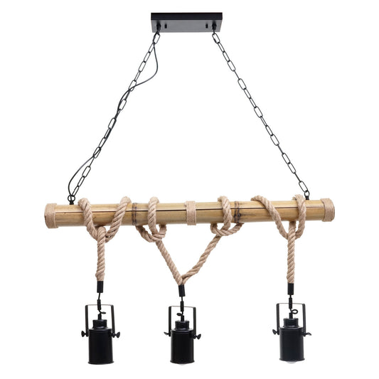 Cosmo Casa - Hanglamp - 3 spots - Bamboe en metaal - Zwart