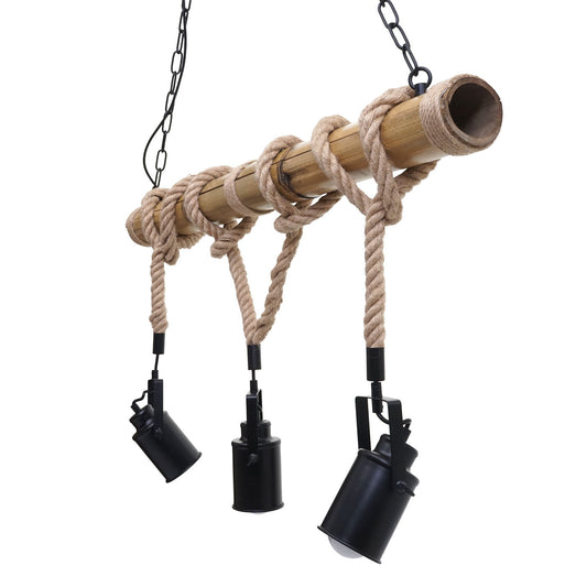 Cosmo Casa - Hanglamp - 3 spots - Bamboe en metaal - Zwart