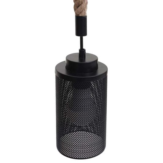 Cosmo Casa - Hanglamp - 3 lampenkappen - Bamboe en metaal - Zwart - Buisvorm