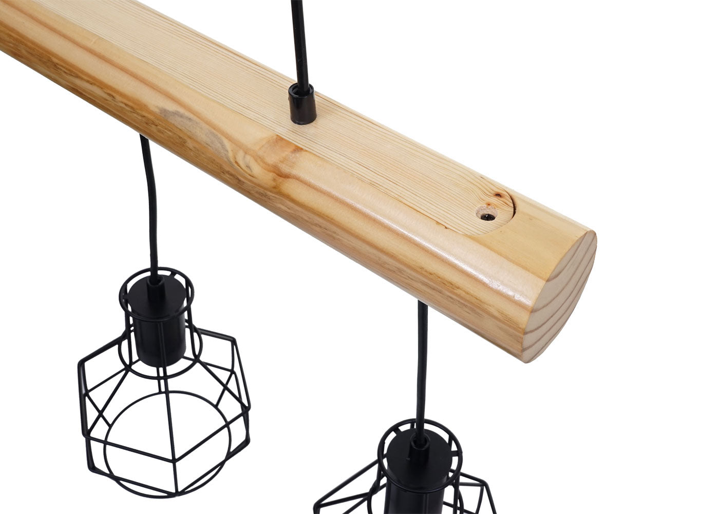 Cosmo Casa - Hanglamp - 3 lampenkappen - Hout & Metaal - Zwart