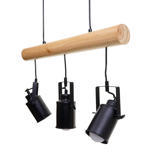 Cosmo Casa - Hanglamp - 3 spots - Hout & Metaal - Zwart