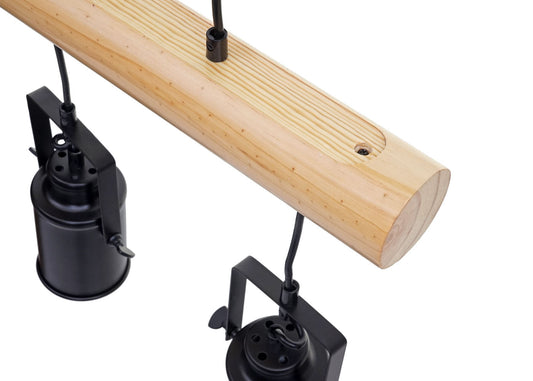 Cosmo Casa - Hanglamp - 3 spots - Hout & Metaal - Zwart