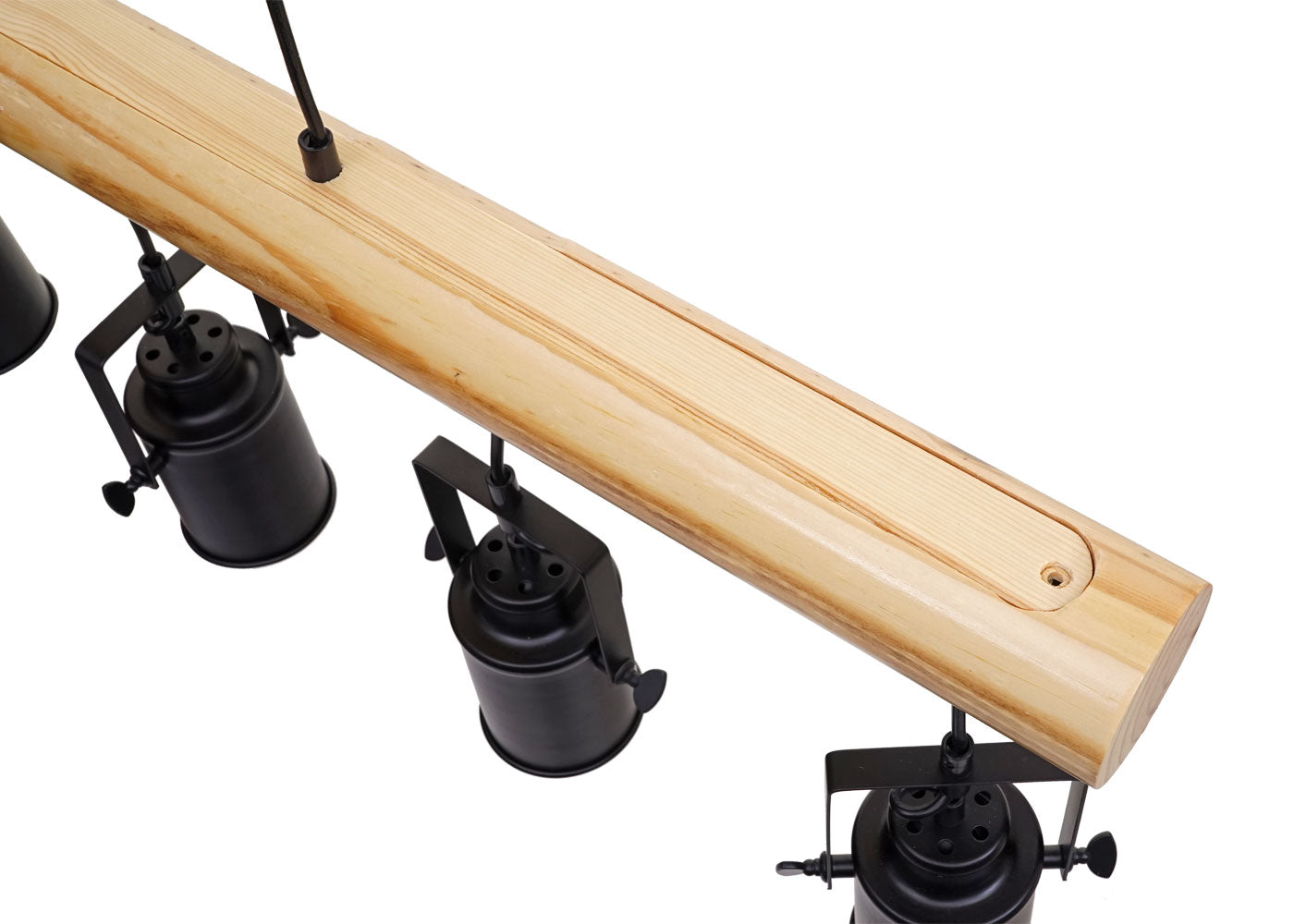 Cosmo Casa - Hanglamp - Vintage - Hout & Metaal - Zwart - 5 spotjes