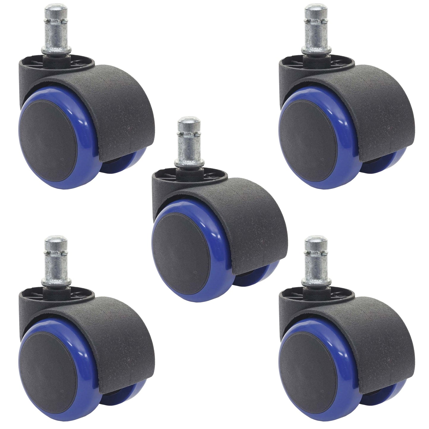 Cosmo Casa - Set Stoelwielen - Harde Vloer - Kunststof - Blauw - Draagkracht Hoog