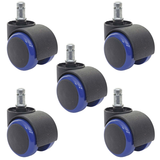 Cosmo Casa - Set Stoelwielen - Harde Vloer - Kunststof - Blauw - Draagkracht Hoog