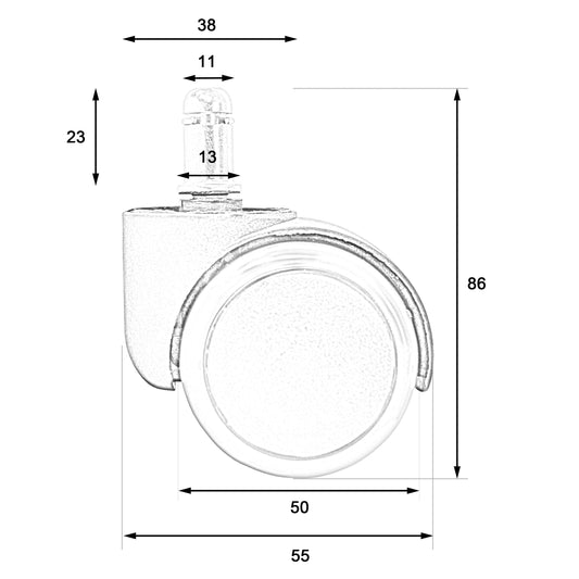Cosmo Casa - Set Stoelwielen - Harde Vloer - Kunststof - Blauw - Draagkracht Hoog