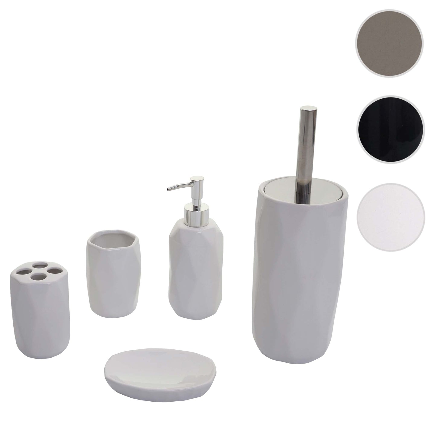 Cosmo Casa - 5-delige Badkamerset - Toiletset Badkameraccessoires - Keramiek - Wit
