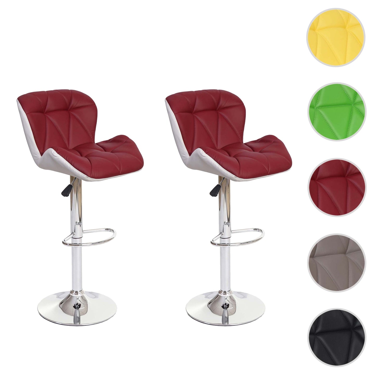 Cosmo Casa - Barkrukken set van 2 - In hoogte verstelbaar - Kunstleer - Bordeauxrood