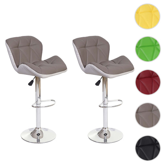 Cosmo Casa - Barkrukken set van 2 - In hoogte verstelbaar - Kunstleer - Taupegrijs