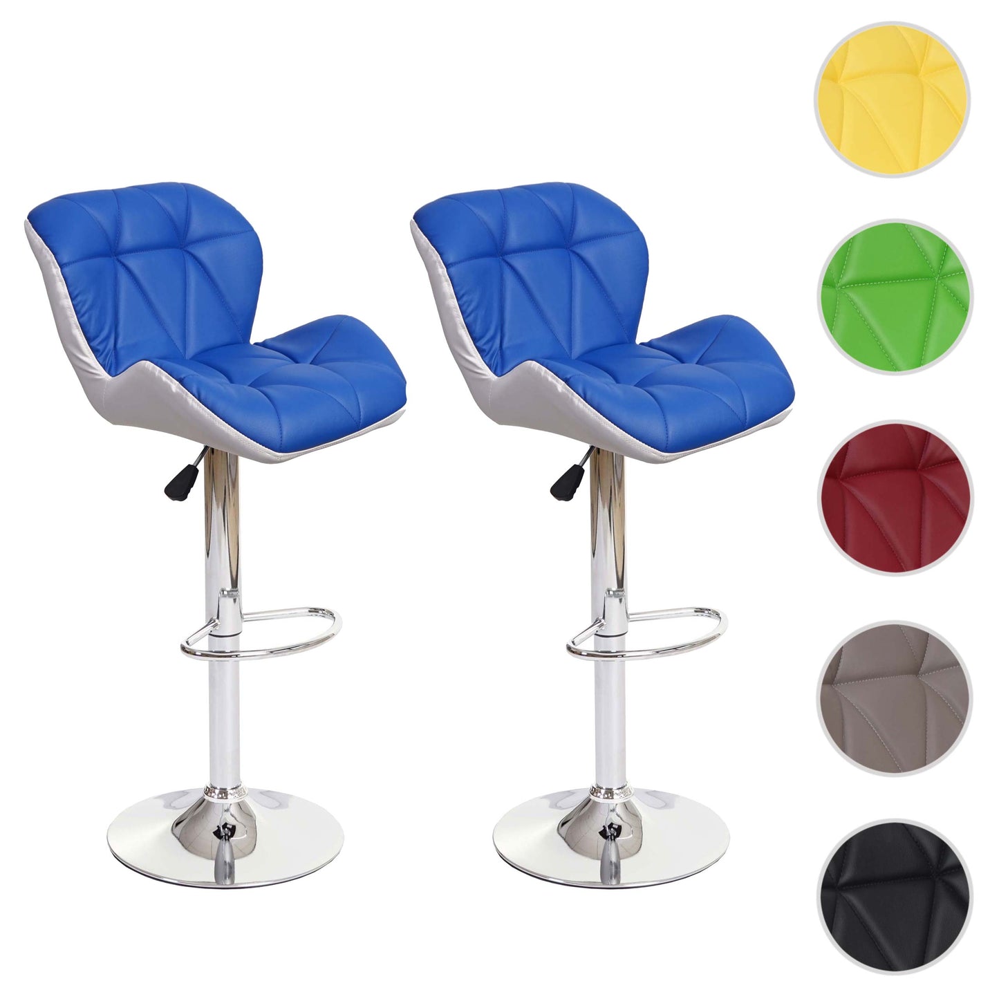 Cosmo Casa - Barkrukken set van 2 - In hoogte verstelbaar - Kunstleer - Blauw