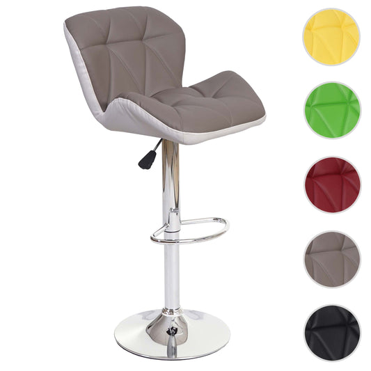 Cosmo Casa - Barkruk - In hoogte verstelbaar - Kunstleer - Taupegrijs