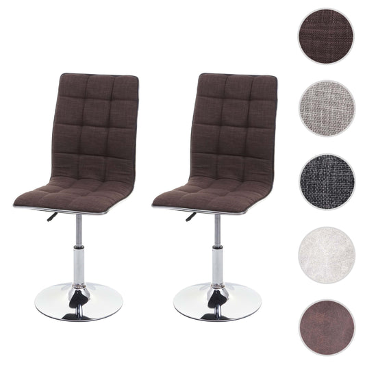 Cosmo Casa - Set van 2 Eetkamerstoelen - Draaibare Keukenstoelen - Stof - Bruin