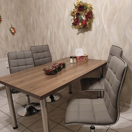 Cosmo Casa - Eetkamerstoel - In Hoogte Verstelbare Keukenstoel - Kunstleer - Crème