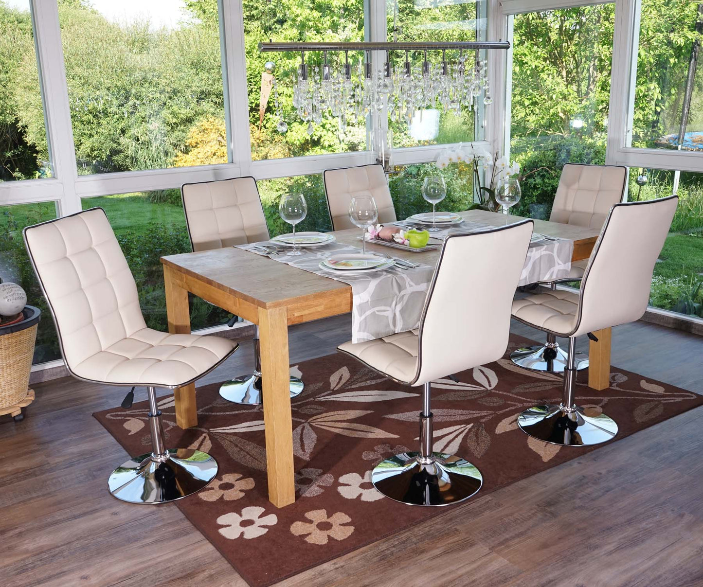 Cosmo Casa - Eetkamerstoel - In Hoogte Verstelbare Keukenstoel - Kunstleer - Crème