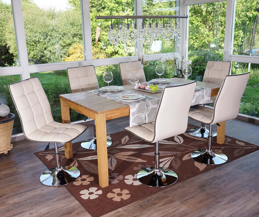 Cosmo Casa - Eetkamerstoel - In Hoogte Verstelbare Keukenstoel - Kunstleer - Crème