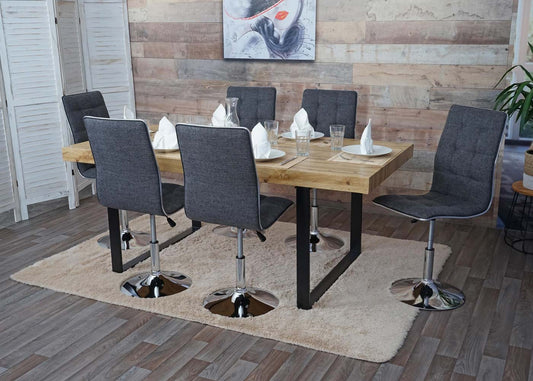 Cosmo Casa - Eetkamerstoel - In Hoogte Verstelbare Keukenstoel - Stof - Grijs