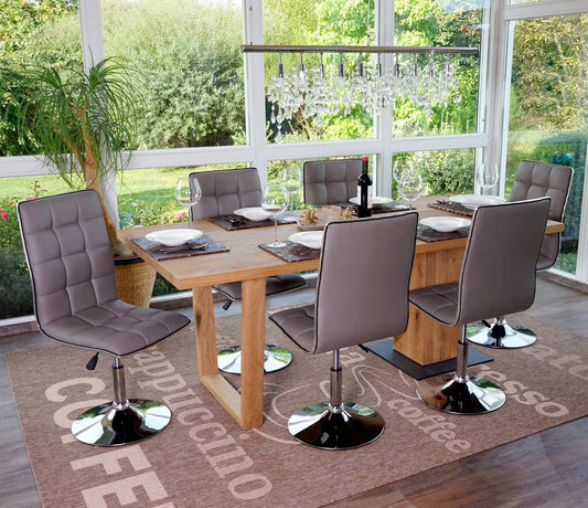 Cosmo Casa - Eetkamerstoel - In Hoogte Verstelbare Keukenstoel - Kunstleer - Taupegrijs