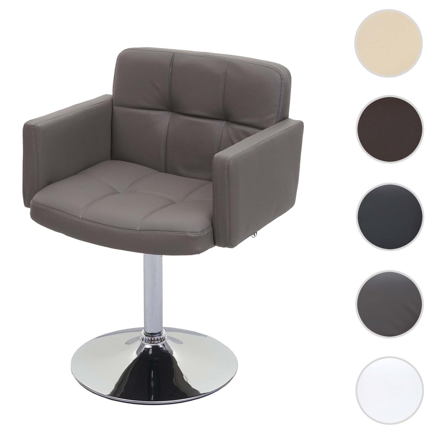 Cosmo Casa - Eetkamerstoel - Draaistoel - Imitatieleer - Taupegrijs - Chroom