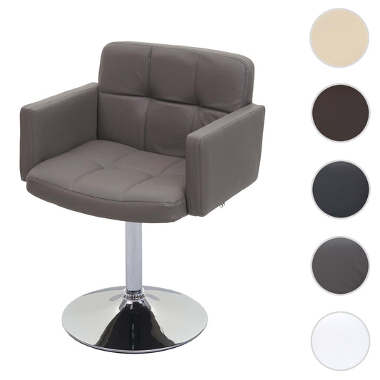 Cosmo Casa - Eetkamerstoel - Draaistoel - Imitatieleer - Taupegrijs - Chroom