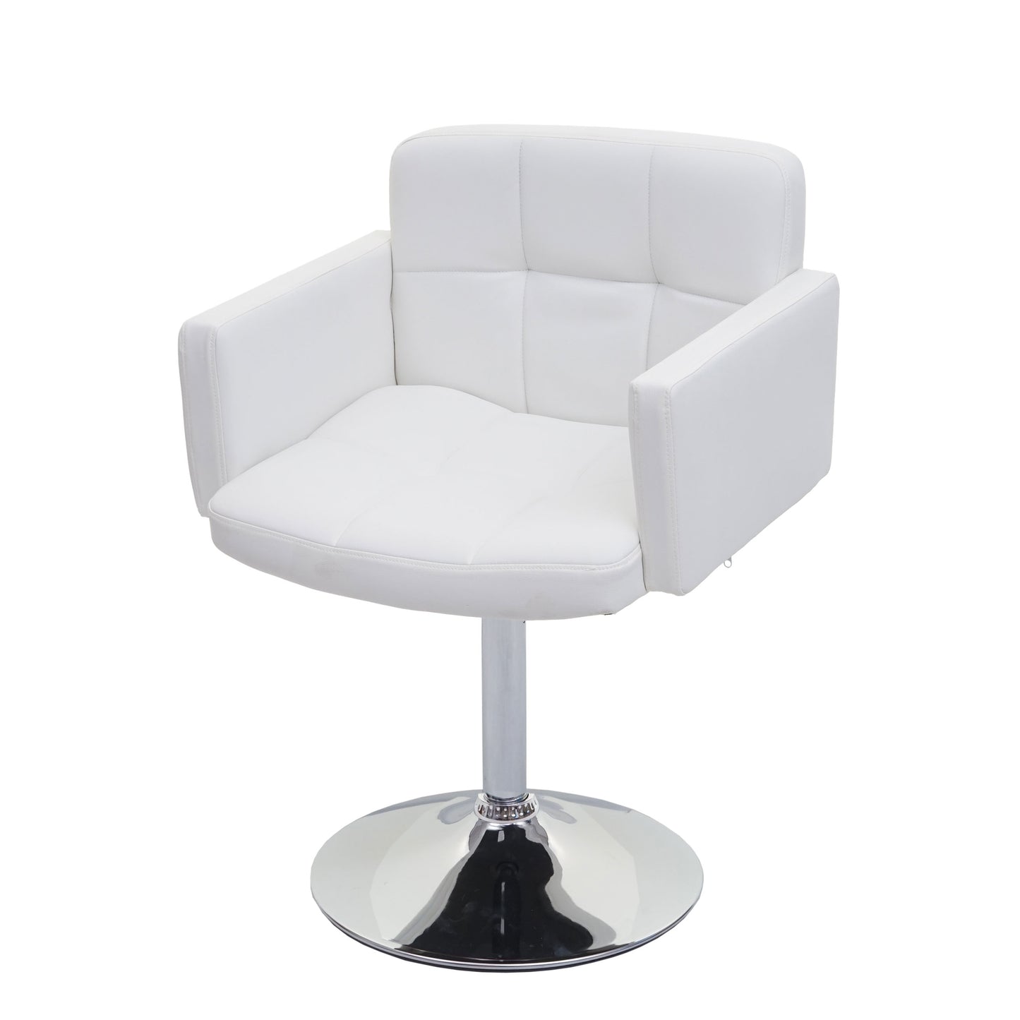 Cosmo Casa - Eetkamerstoel - Draaistoel - Imitatieleer - Wit - Chroom