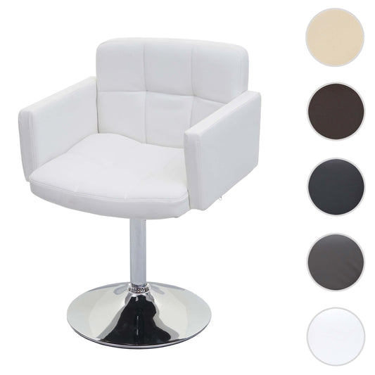 Cosmo Casa - Eetkamerstoel - Draaistoel - Imitatieleer - Wit - Chroom
