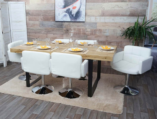 Cosmo Casa - Eetkamerstoel - Draaistoel - Imitatieleer - Wit - Chroom