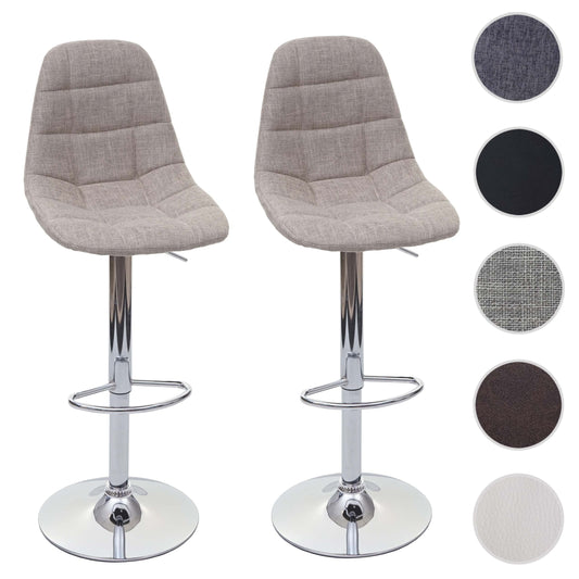 Cosmo Casa - Set van 2 Barkrukken - Counterkrukken - Textiel - Crèmegrijs