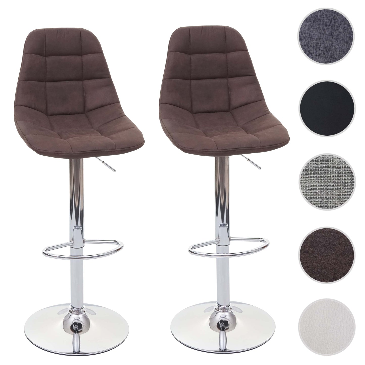 Cosmo Casa - Set van 2 Barkrukken - Counterkrukken - Textiel - Donkerbruin