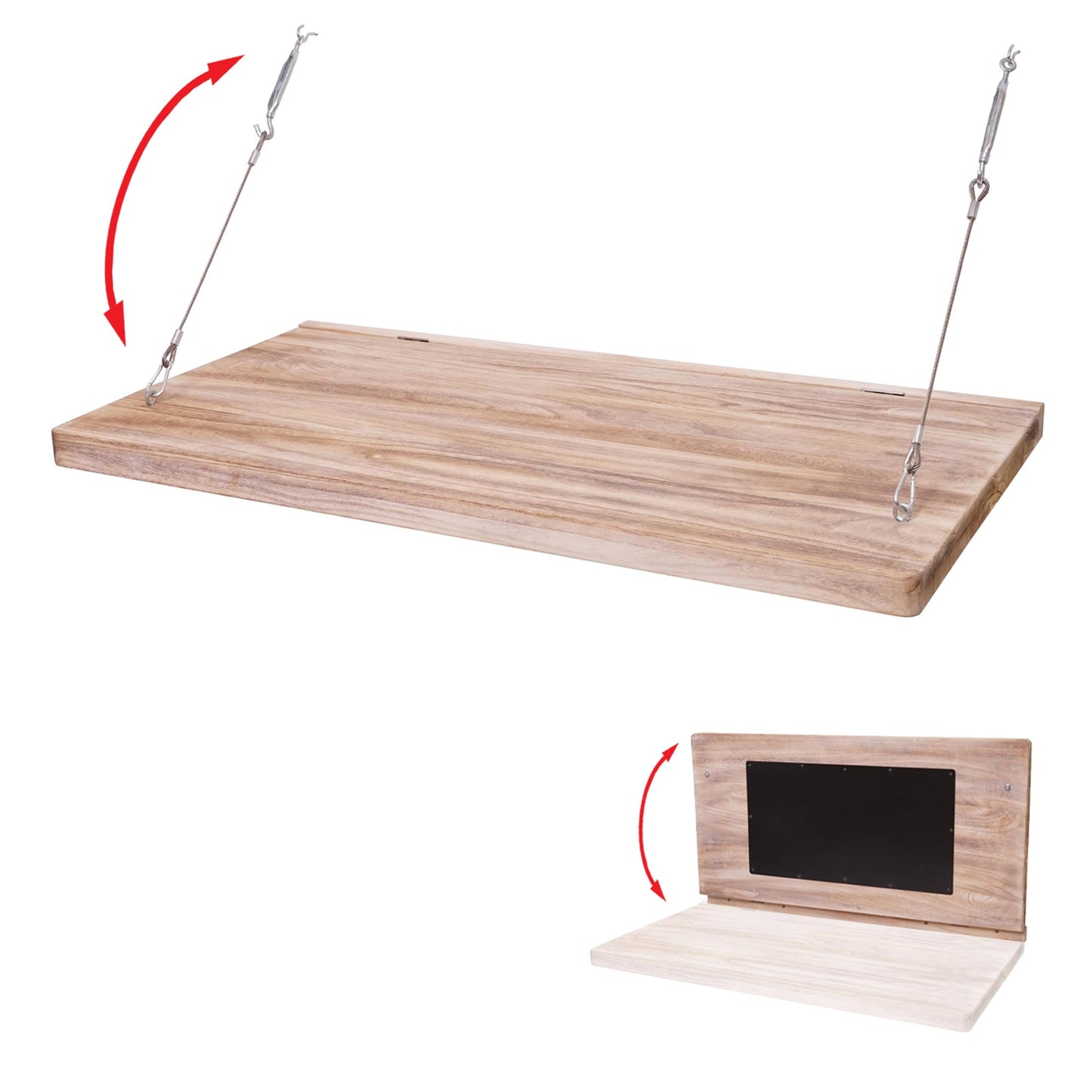 Cosmo Casa - Wandtafel opklapbaar - Wandplanktafel met plank - Massief hout - 120 x 60 cm