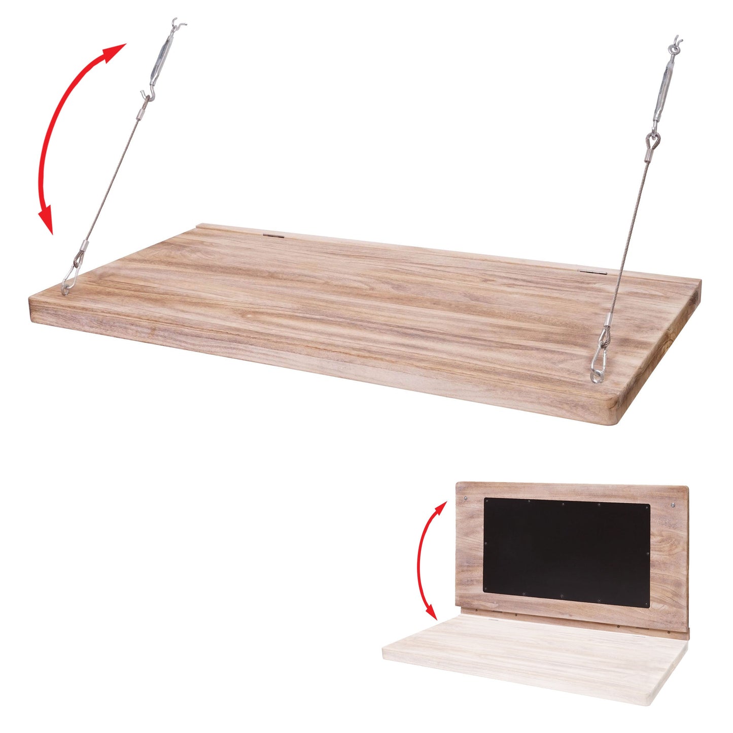 Cosmo Casa - Wandtafel opklapbaar - Wandplanktafel met plank - Massief hout - 100 x 50 cm