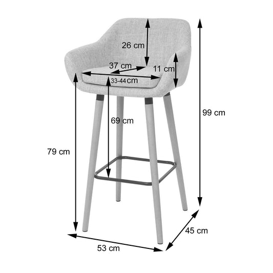 Cosmo Casa - Barkruk - Kruk - Stof textiel - Grijs