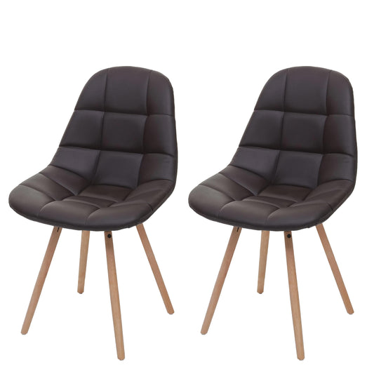 Cosmo Casa - Eetkamerstoelen set van 2 - Retro design - Imitatieleer - Bruin