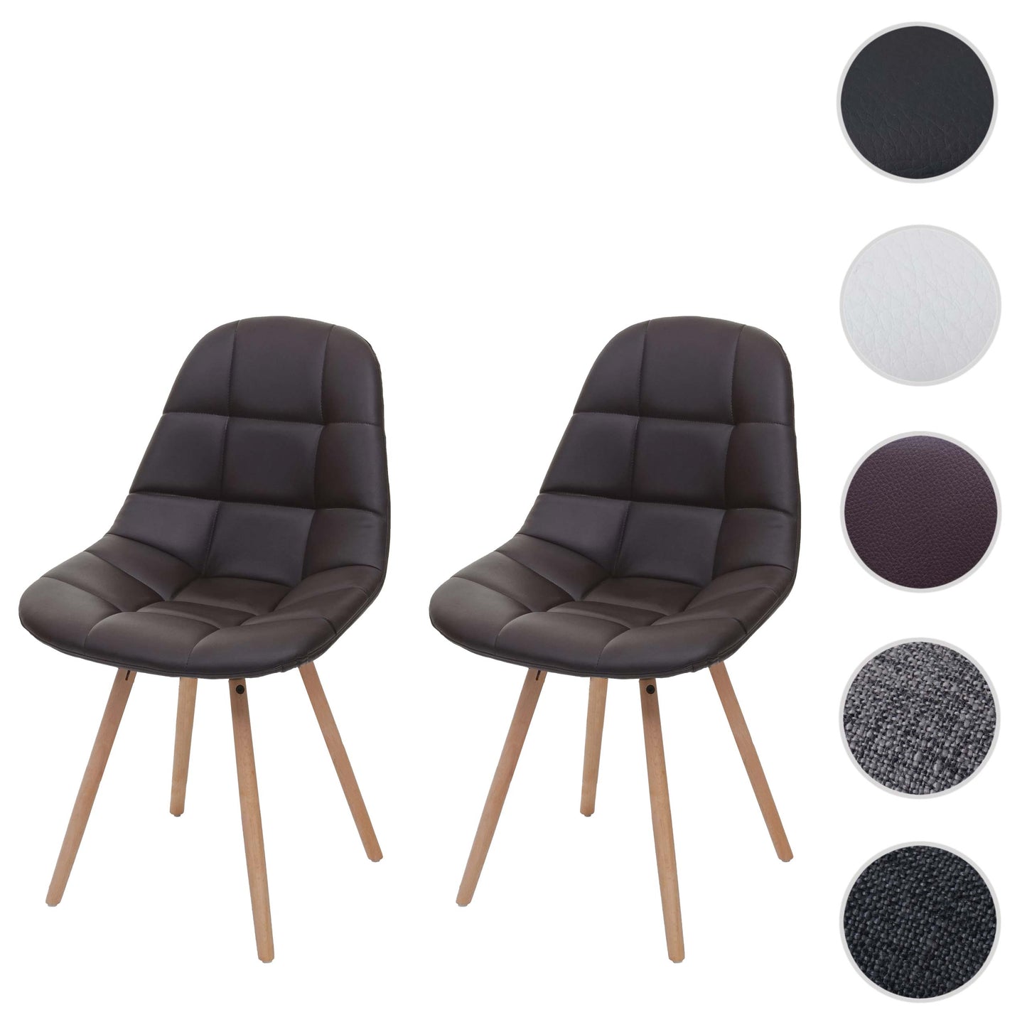 Cosmo Casa - Eetkamerstoelen set van 2 - Retro design - Imitatieleer - Bruin