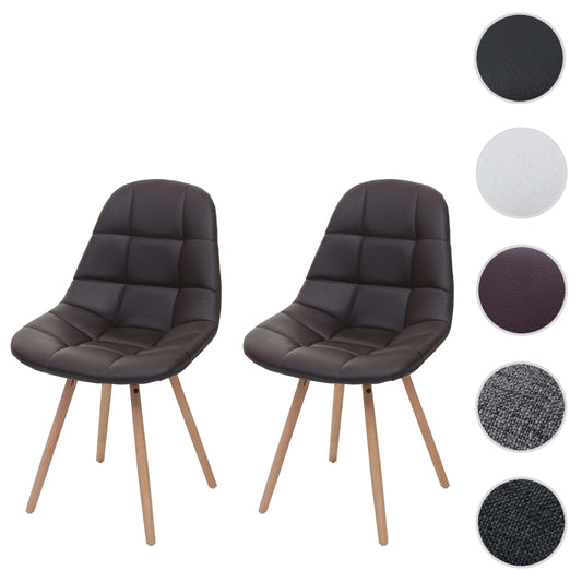 Cosmo Casa - Eetkamerstoelen set van 2 - Retro design - Imitatieleer - Bruin